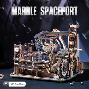 Irtzy Marble Run 3D Puzzle Wooden Model Kits For Adults To Build, Gifts Adults Electric Craft Boys, Marble Spaceport LGC01