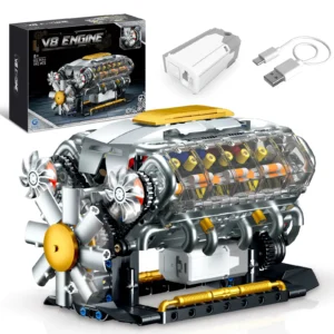 Irtzy Technik Electric V8 Engine Model Building Kit STEM Educational Toys Christmas Gifts for Boys Kids