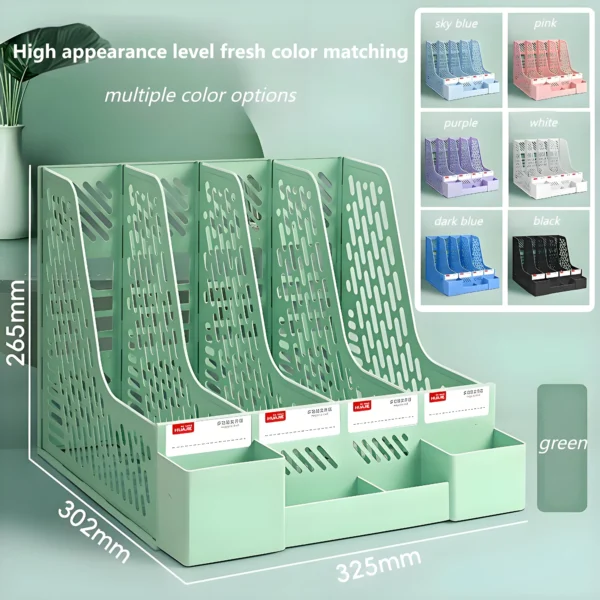 Detachable large-capacity office file organizer, desktop storage rack with 4 compartments, desktop storage organizer - Image 4