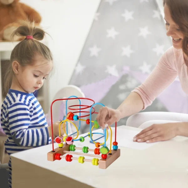 Montessori Baby Toys Wooden Roller Coaster Bead Maze Abacus Math Toys Toddler Early Educational Toys for Kids Children 1-3 Years - Image 3