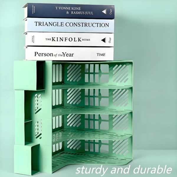Detachable large-capacity office file organizer, desktop storage rack with 4 compartments, desktop storage organizer - Image 2