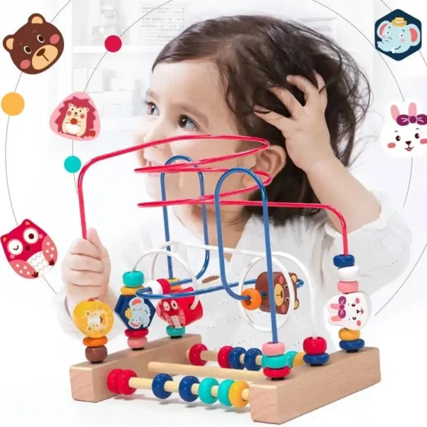 Montessori Baby Toys Wooden Roller Coaster Bead Maze Abacus Math Toys Toddler Early Educational Toys for Kids Children 1-3 Years - Image 2