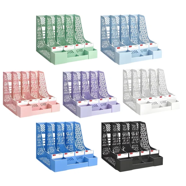 Detachable large-capacity office file organizer, desktop storage rack with 4 compartments, desktop storage organizer - Image 5