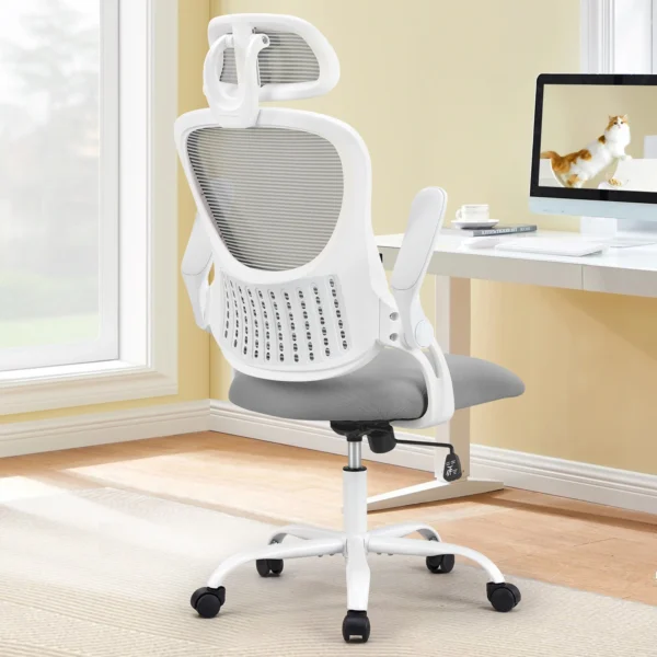 Mesh Ergonomic Office Computer Desk Chair Flip-up Arms Adjustable Headrests Comfortable Lumbar Support For Home Office - Image 11