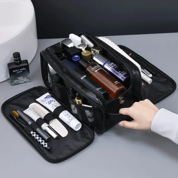 Multi Pockets PU Toiletry Bag For Women Men Travel Essentials Makeup Bag Waterproof Hanging Bag Cosmetic Washing Organizer Bag - Image 6