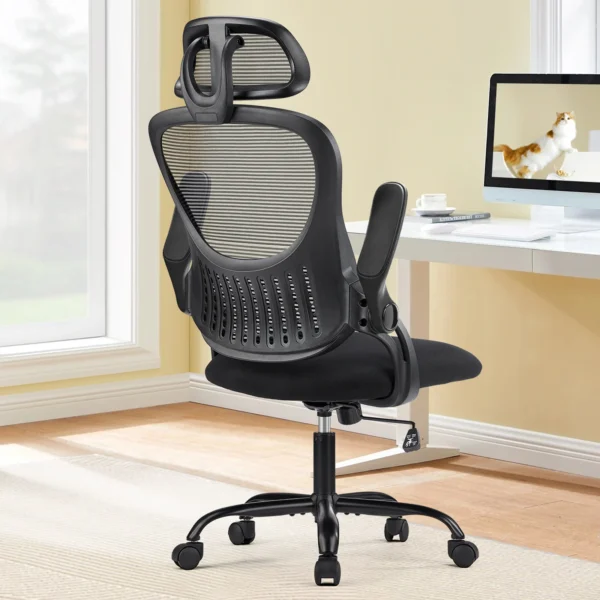 Mesh Ergonomic Office Computer Desk Chair Flip-up Arms Adjustable Headrests Comfortable Lumbar Support For Home Office - Image 13