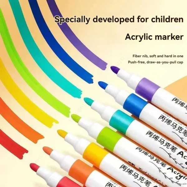 12-80 Colores Set Acrylic Paint Art Marker Pen Rock Painting for Kids Graffiti Stone Ceramic Glass Wood DIY Crafts Art Supplies - Image 3