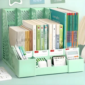 Detachable large-capacity office file organizer, desktop storage rack with 4 compartments, desktop storage organizer