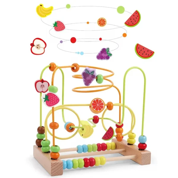 Montessori Baby Toys Wooden Roller Coaster Bead Maze Abacus Math Toys Toddler Early Educational Toys for Kids Children 1-3 Years - Image 4