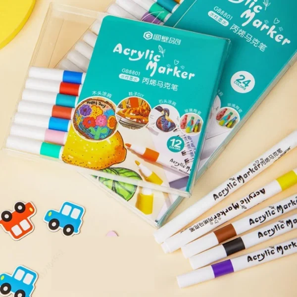 12-80 Colores Set Acrylic Paint Art Marker Pen Rock Painting for Kids Graffiti Stone Ceramic Glass Wood DIY Crafts Art Supplies - Image 5