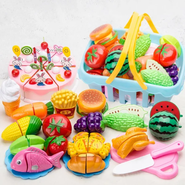 Cutting Fruits Vegetables Toy Set with Cutting Board Play Food Montessori Toys Sets for Toddlers Kids Boys Girls - Image 3