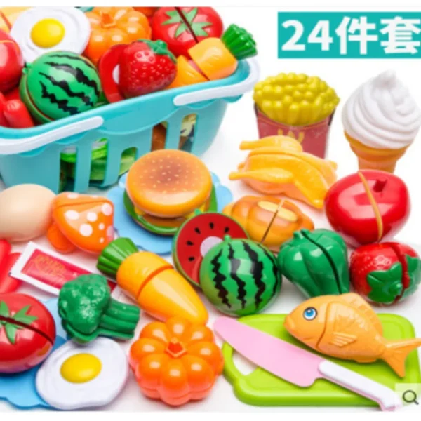 Cutting Fruits Vegetables Toy Set with Cutting Board Play Food Montessori Toys Sets for Toddlers Kids Boys Girls - Image 5