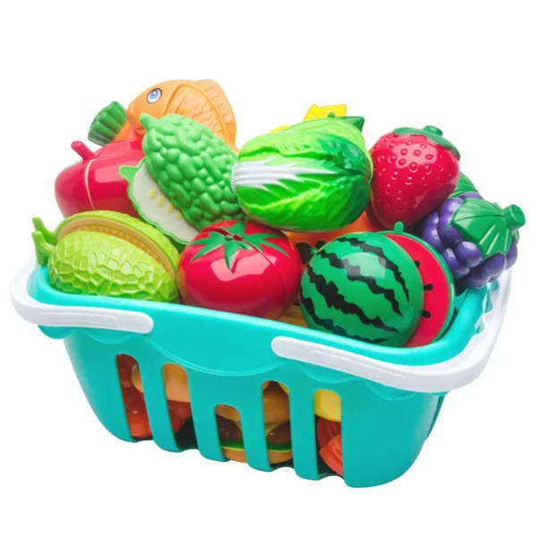 Cutting Fruits Vegetables Toy Set with Cutting Board Play Food Montessori Toys Sets for Toddlers Kids Boys Girls - Image 2